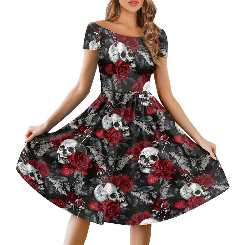 5542 Rose Halloween Dress Plus Size Halloween Costumes Adult Skeleton